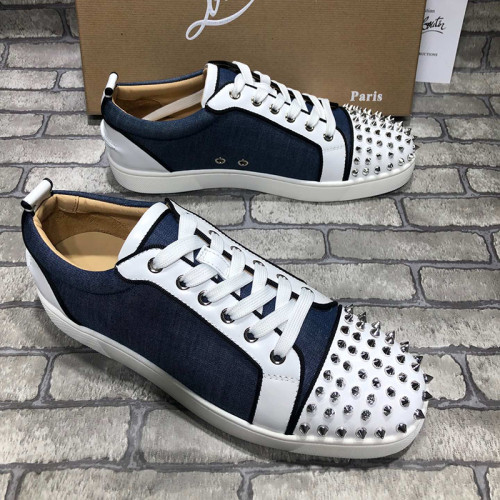 Christian Louboutin Mens Shoes Luxury Brand Red Bottom Design Louis Junior Spikes Flat with Original Box CL sneakers