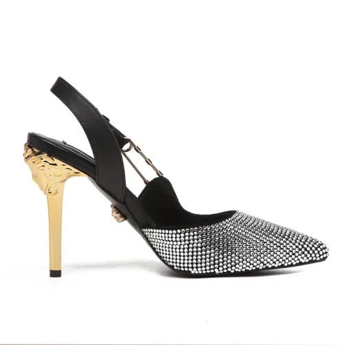 Versace Brand Womens Sandals Shoes Leather Big Size LA MEDUSA SLING-BACK PUMPS High Heel Design Luxury Brand Sandals for Women