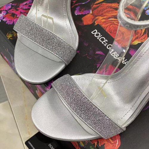 Dolce & Gabbana Womens Shoes Lurex Sandals with Sculpted Heel 9cm