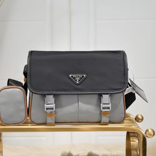 Prada Mens Womens Bags Shoulder Bag Luxury Brand Black Re-Nylon and Saffiano leather shoulder bag with Original Box 2VD769_2DMH_F0002_V_OLO