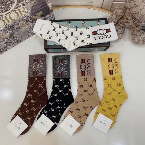 Gucci Socks 5 Pairs with Original Box Luxury Brand Breathable Gucci Sock