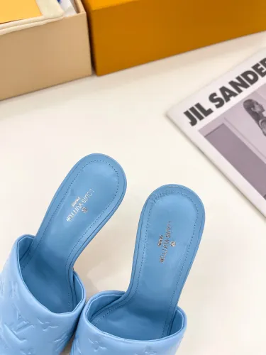Louis Vuitton Womens Shoes Sandals Slippers Luxury Brand REVIVAL MULE 1A9PIL Monogram-embossed lambskin with Original Box 9.5cm Heel