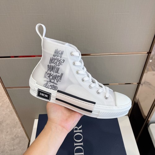Dior Mens Shoes Sneakers Casual Luxury Brand B23 HIGH-TOP SNEAKER Dior Oblique Canvas with Original Box 3SH118ZMK_H761