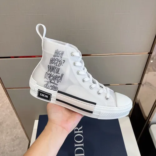Dior Mens Shoes Sneakers Casual Luxury Brand B23 HIGH-TOP SNEAKER Dior Oblique Canvas with Original Box 3SH118ZMK_H761