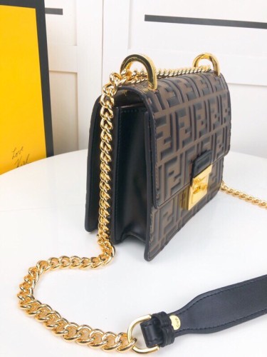 Fendi Womens Bags Shoulder Bags Luxury Brand FENDI Kan U leather bag with Original Box