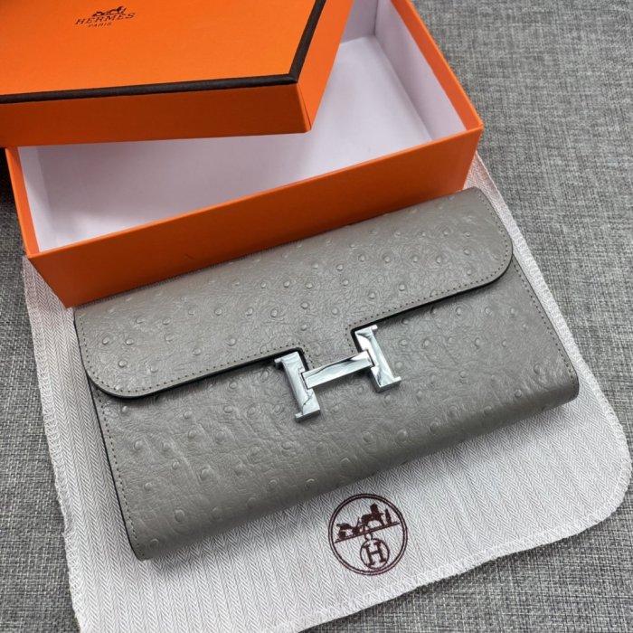 Hermes Womens Mens Wallets Purse Constance Clutch Leather Design Coin Bag with Original Box