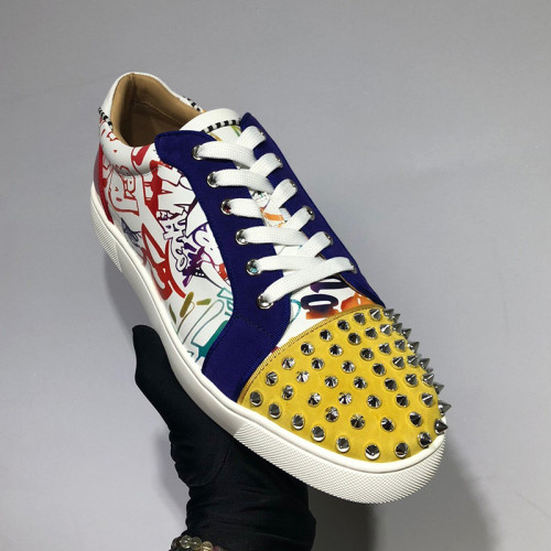 Christian Louboutin Mens Shoes Luxury Brand Red Bottom Design Louis Junior Spikes Flat with Original Box CL sneakers