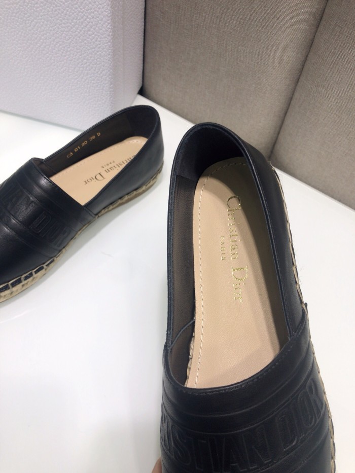 Dior Womens Shoes DIOR GRANVILLE ESPADRILLE Black Embossed Lambskin with Original Box KDB692LBO_S900