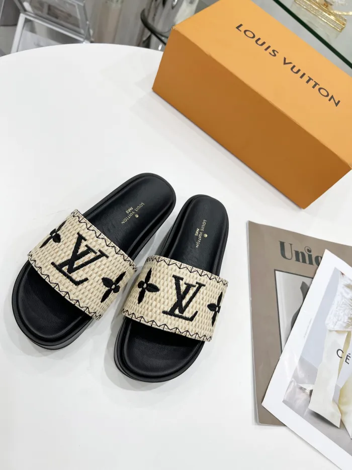 Louis Vuitton Womens Shoes Sandals Slippers Luxury Brand Louis Vuitton JUMBO FLATFORM MULE with Original Box 1A9QYY