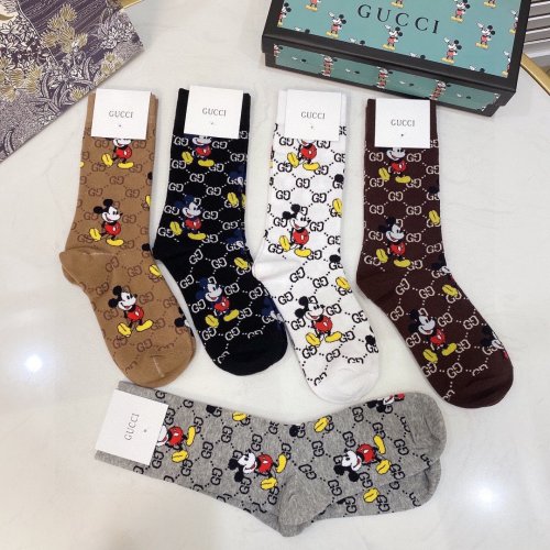 Gucci Socks 5 Pairs with Original Box Luxury Brand Breathable Gucci Sock