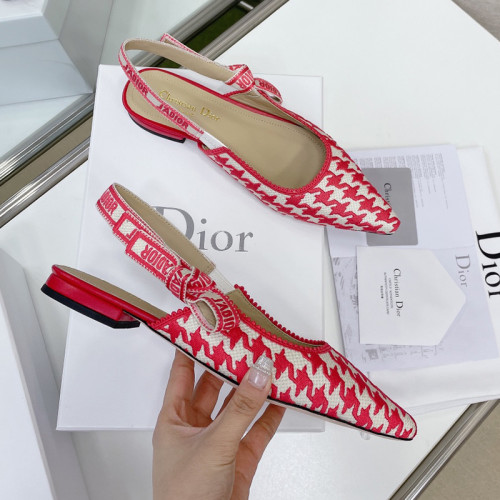 Dior Women Shoes Pumps Luxury Design Fashion Type Heel Shoes for Wedding Style J'ADIOR SLINGBACK Peony Pink Cotton Embroidery with Micro Houndstooth Motif with Original Box KCP866PPE_S55P