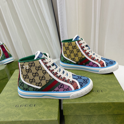 Gucci Womens Shoes Fashion Type Luxury Brand Leather Women's Gucci Tennis 1977 GG Multicolor high-top with Original Box 663679 2UZ60 4275
