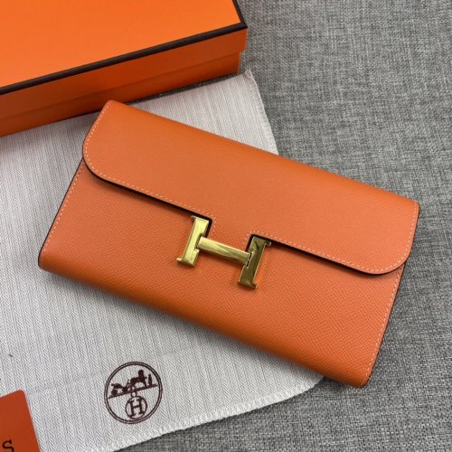 Hermes Womens Mens Wallets Purse Constance Clutch Leather Design Coin Bag with Original Box