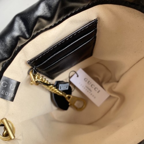 Gucci Womens Bags Shoulder Bag Luxury Brand Black Leather GG Marmont Mini Bucket Bag with Original Box 575163 DTDRT 1000