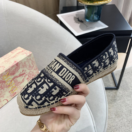 Dior Women Shoes Luxury Brand Design Dior Espadrille Nude Mesh Embroidery Womens Shoes with Original Box