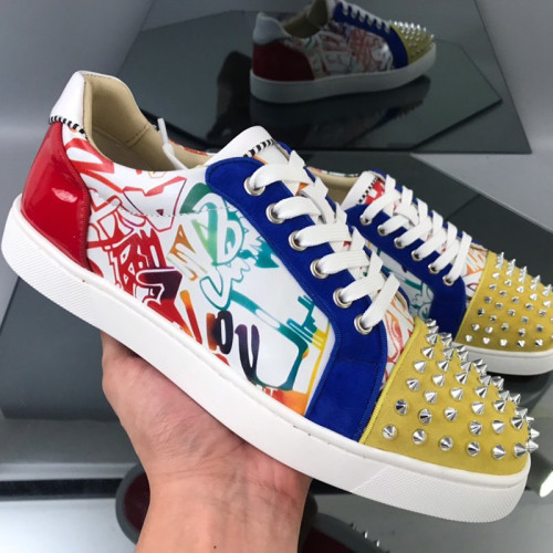 Christian Louboutin Mens Shoes Luxury Brand Red Bottom Design Louis Junior Spikes Flat with Original Box CL sneakers
