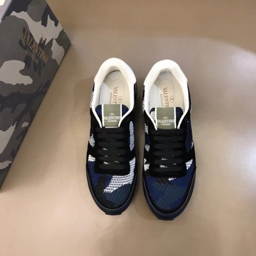 Valentino Men Shoes Fashion Design Luxury Brand ROCKRUNNER CAMOUFLAGE LAMINATED STUDDED SNEAKER with Original Box