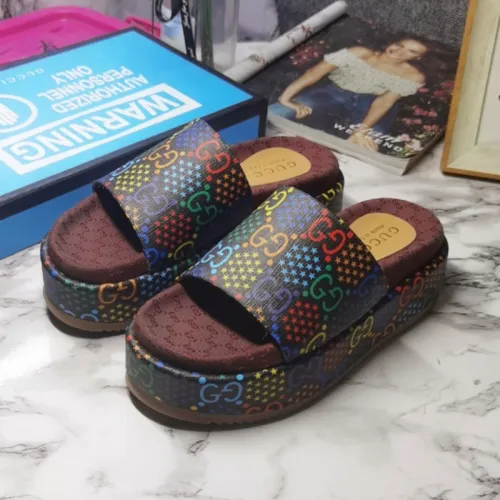 Gucci Mens Shoes Sandals Slides Slippers Luxury Brand Thick Sole Design with Original Box