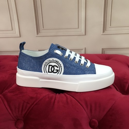 Dolce&Gabbana Womens Shoes Sneakers Fashion Type Luxury Brand Two-tone canvas Portofino Light Low-top sneakers with DG logo with Original Box