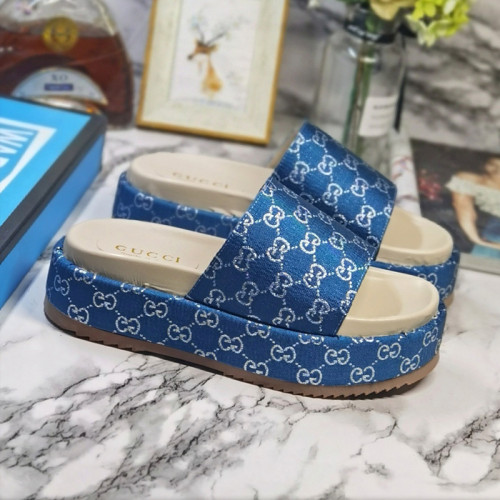 Gucci Mens Shoes Sandals Slides Slippers Luxury Brand Thick Sole Design with Original Box