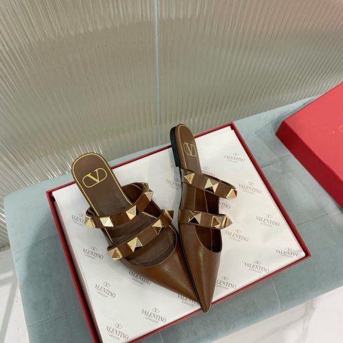 Valentino Women Shoes Mule Flip Flop Sandals ROMAN STUD FLAT MULE IN CALFSKIN with Original Box Luxury Brand