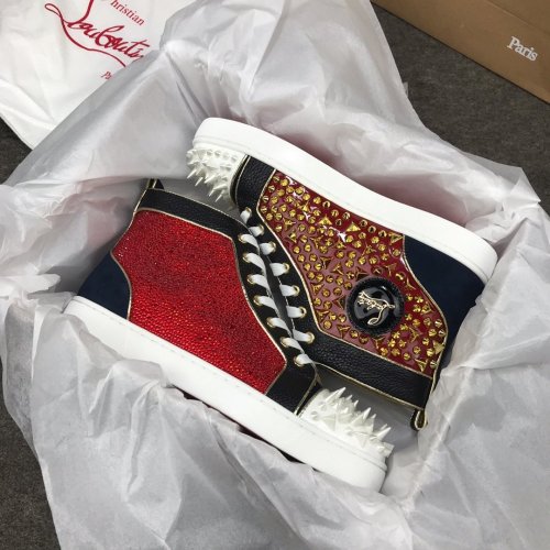 Christian Louboutin Mens Shoes Luxury Brand Red Bottom Design Louis Junior Spikes Flat with Original Box CL sneakers