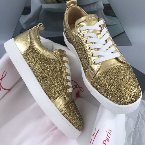 Christian Louboutin Mens Shoes Luxury Brand Red Bottom Design Louis Junior Spikes Flat with Original Box CL sneakers