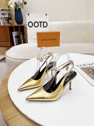 Louis Vuitton Womens Shoes Pumps Sandals Leather Design Luxury Brand Fashion Sandals with Original Box 8cm Heel