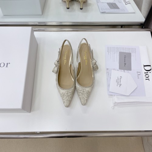 Dior Women Shoes Pumps Luxury Design Fashion Type High Heel Shoes for Wedding Style J'ADIOR SLINGBACK PUMP Cotton Embroidery with Micro Houndstooth Motif with Original Box