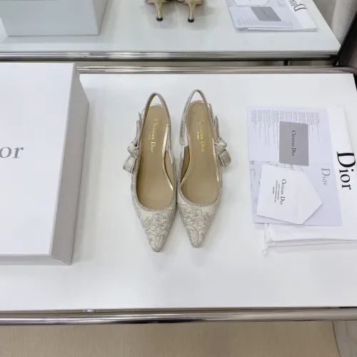 Dior Women Shoes Pumps Luxury Design Fashion Type High Heel Shoes for Wedding Style J'ADIOR SLINGBACK PUMP Cotton Embroidery with Micro Houndstooth Motif with Original Box