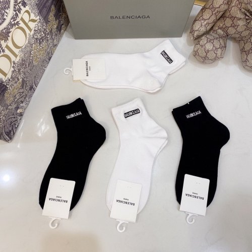 Balenciaga Socks 4 Pairs with Original Box Luxury Brand Breathable Balenciaga Sock