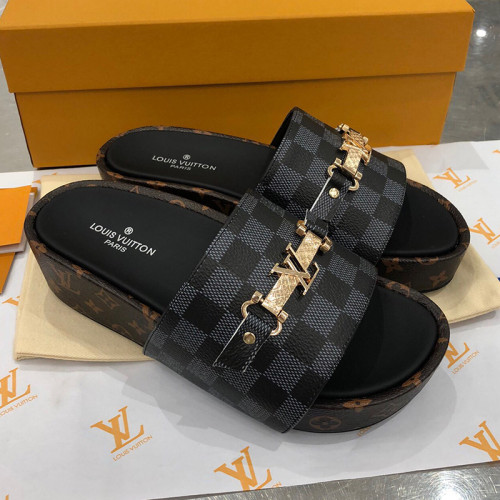 Louis Vuitton Womens Shoes Sandals Slippers Luxury Brand Louis Vuitton JUMBO FLATFORM MULE with Original Box 1A9QYY