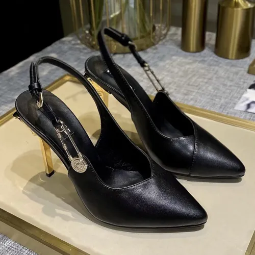 Versace Brand Womens Sandals Shoes Leather Big Size LA MEDUSA SLING-BACK PUMPS High Heel Design Luxury Brand Sandals for Women