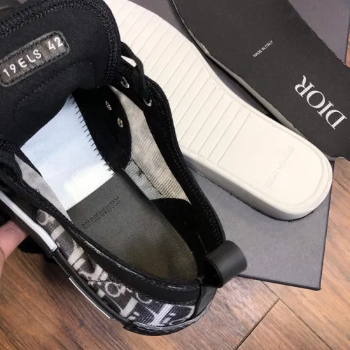 Dior Men Shoes Sneakers B23 High-Top Sneaker Black And White Dior Oblique Canvas With Black Calfskin
