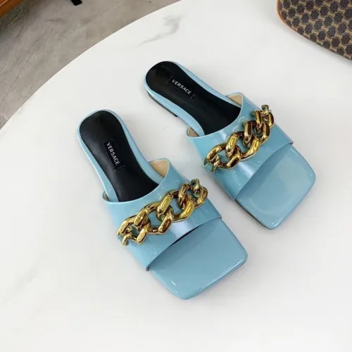 Versace Womens Shoes MEDUSA CHAIN FLAT LEATHER MULES