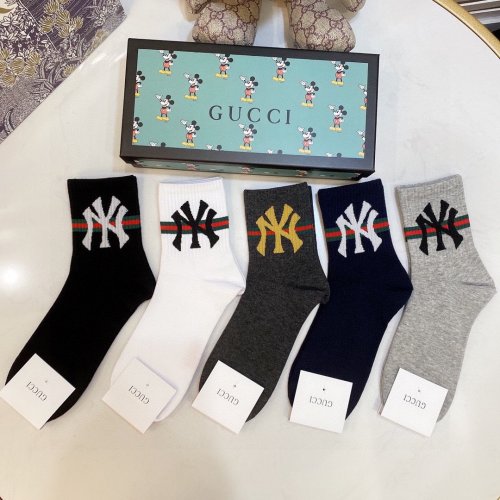 Gucci Socks 5 Pairs with Original Box Luxury Brand Breathable Gucci Sock