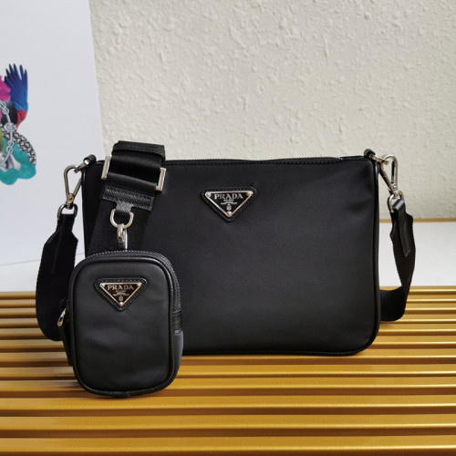 Prada Mens Womens Bags Shoulder Bag Luxury Brand Black Re-Nylon and Saffiano leather shoulder bag with Original Box 2VH113_2DMH_F0002_V_OOP
