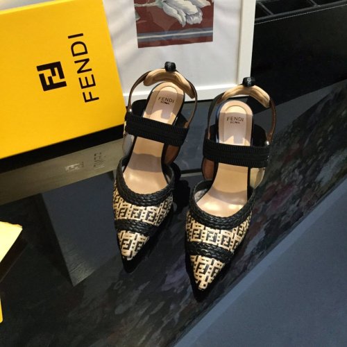 Fendi Womens Shoes COLIBRÌ Raffia Slingbacks 8.5cm