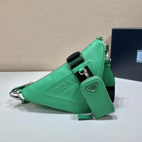 Prada Mens Womens Bags Shoulder Messenger Bags Handbags Luxury Brand Prada Triangle leather shoulder bag with Original Box 1BH190_2BYA_F0458_V_BRO