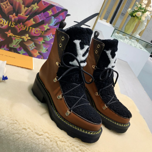 Louis Vuitton Women Shoes Boots Luxury Brand LV BEAUBOURG ANKLE BOOT with Original Box