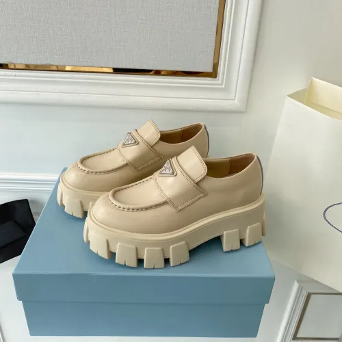 Prada Women Shoes Casual Design Luxury Brand Monolith pointy brushed leather loafers 1D663M_055_F0009_F_055 with Original Box