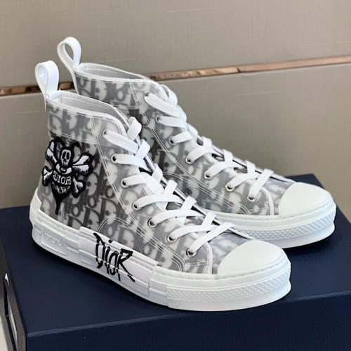Dior Mens Shoes Sneakers Casual Luxury Brand B23 HIGH-TOP SNEAKER Dior Oblique Canvas with Original Box 3SH118ZMK_H761