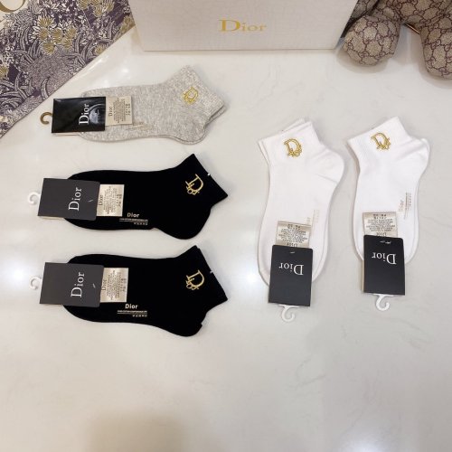 Dior Socks 5 Pairs with Original Box Luxury Brand Breathable Dior Sock