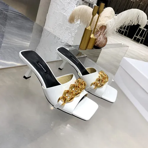 Versace Womens Shoes MEDUSA CHAIN MID-HEEL LEATHER MULES