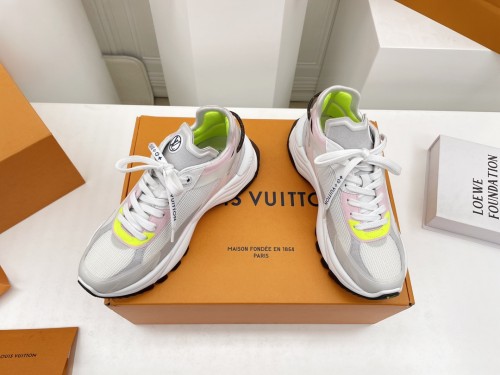 Louis Vuitton Womens Shoes Fashion Sneakers Design Luxury Brand LV RUN 55 SNEAKER with Original Box 1A9H6E Grey Mix of materials