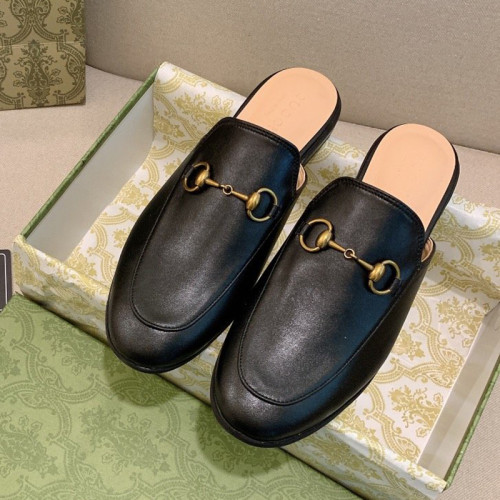 Gucci Mens Shoes Slippers Slides Casual Design Luxury Brand Black Leather Princetown leather slipper with Original Box 423513 BLM00 1000