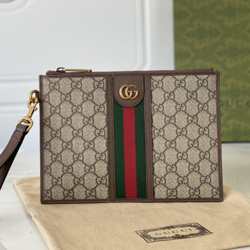 Gucci Mens Bags Clutch Pouch Luxury Brand Ophidia pouch with Web in GG Supreme with Original Box 672989 96IWT 8745