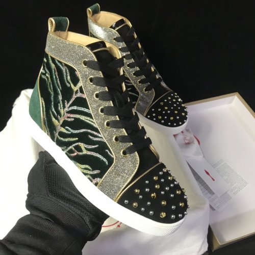 Christian Louboutin Mens Shoes Luxury Brand Red Bottom Design Louis Junior Spikes Flat with Original Box CL sneakers