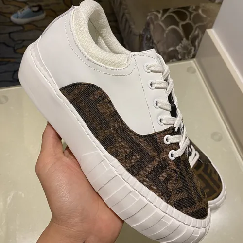 Fendi Womens Shoes FENDI FORCE Brown Fabric and Leather Low tops 8E8109AF5CF1DV2