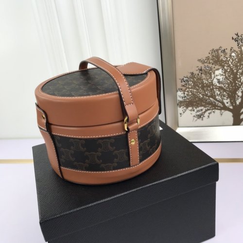 Celine Womens Bag MEDIUM TAMBOUR BAG IN TRIOMPHE CANVAS